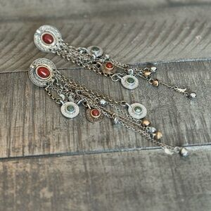 Free People Mixed Metal and Stones Boho Chain & Charm Earrings